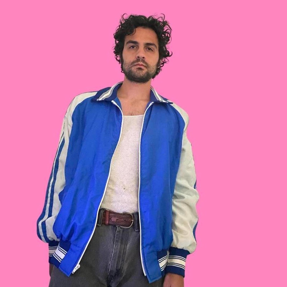 Vintage 1980s blue and white